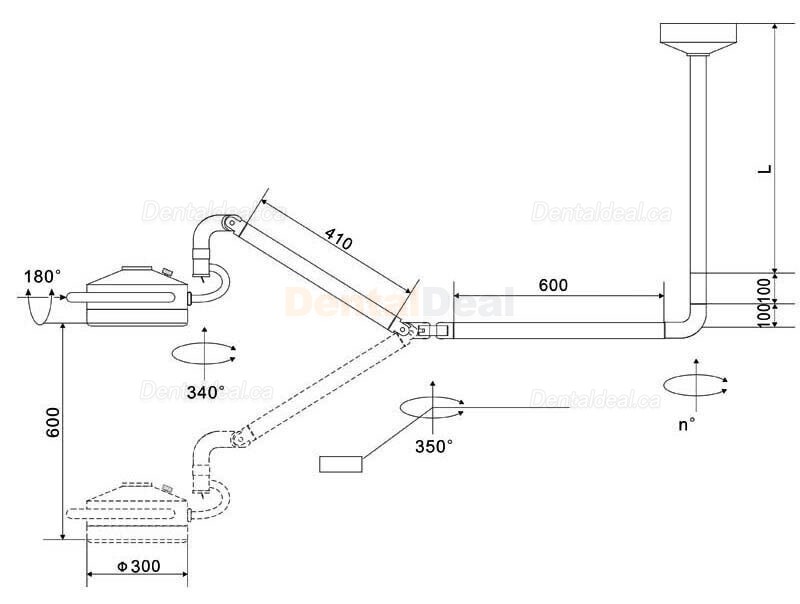 72W Ceiling Mounted Dental LED Light 24 Cold Light Shadowless Operating Lamp